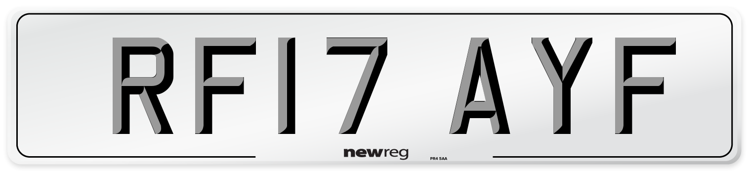 RF17 AYF Number Plate from New Reg